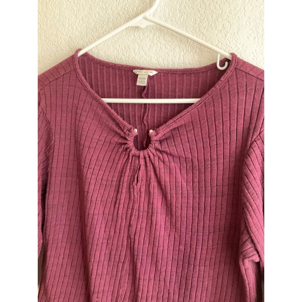 Cato Womens Burgundy Ribbed Ring Keyhole Neck 3/4 Sleeve Knit Top Plus 18/20W - Picture 2 of 8